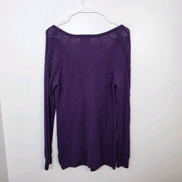 Joie Purple Cashmere Merino Wool Preppy Classic Button Up V-Neck Cardigan Size M - Picture 6 of 7